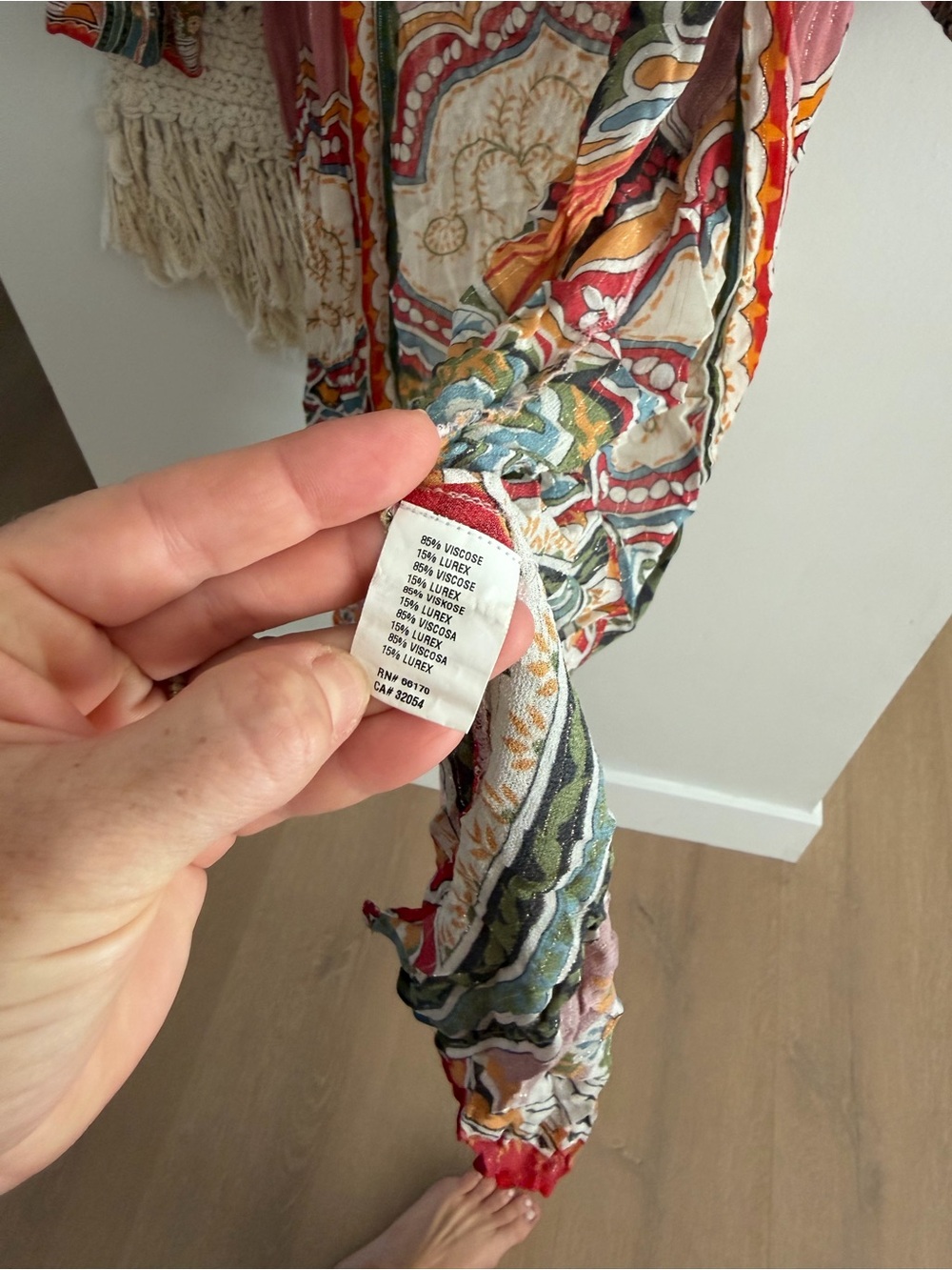 Bl-nk Evy Duster Printed Long Duster Robe with Multicolor Trim Boho - Picture 8 of 9